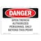 Signmission Safety Sign, OSHA Danger, 12" Height, 18" Width, Open Trench Authorized Personnel Only, Landscape OS-DS-D-1218-L-1909 - alternate 1